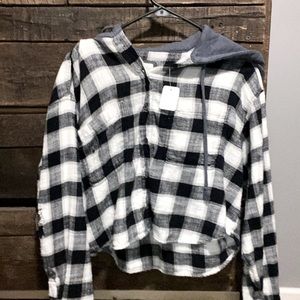 american eagle plaid long sleeve with hood